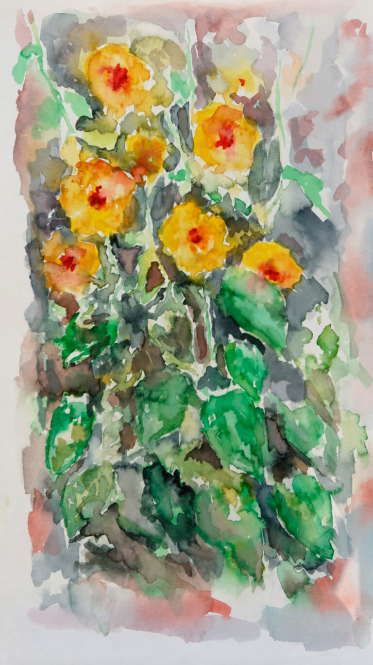 Acuarela de flores amarillas