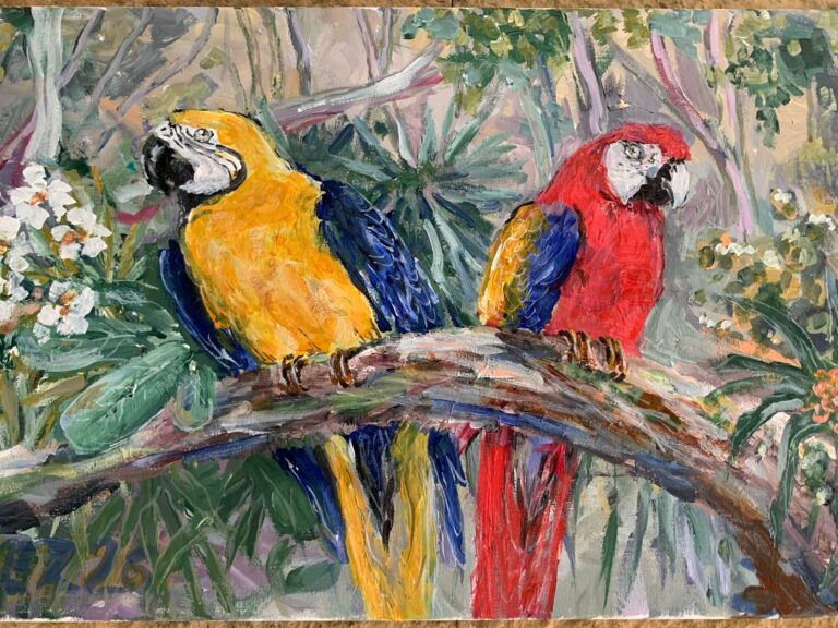 Cuadro Loro Rojo y Amarillo