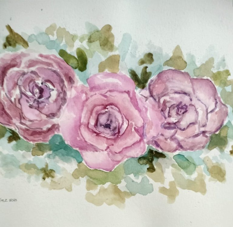 Acuarela Rosas Rosa